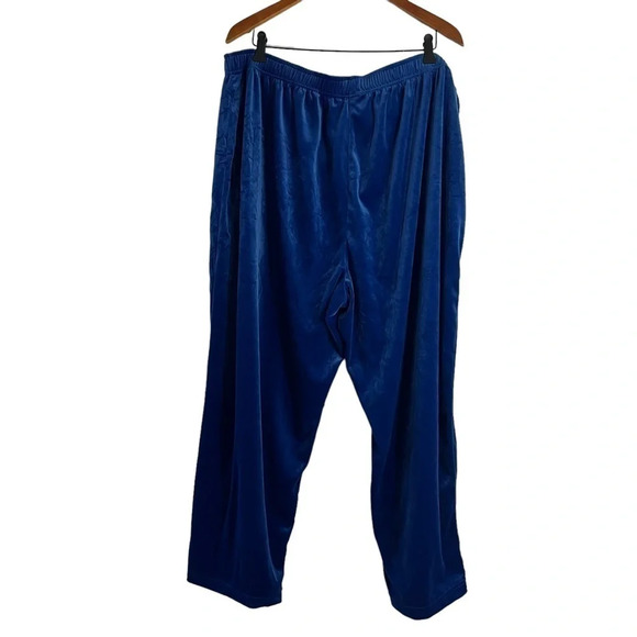 Roamans Blue Velour Lounge Pants Plus Size 3X Elastic Waist Pull On Stretch - Picture 4 of 6